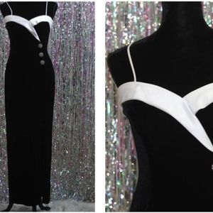 Betsy & Adam By Jasmine Black White Formal Gown